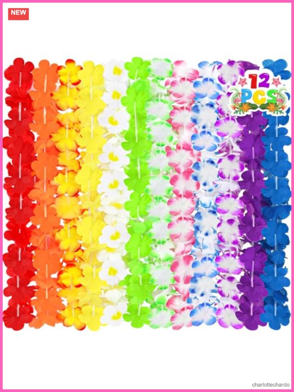 12pc Hawaiian Luau Party Leis Necklace Costume Accessory Set
